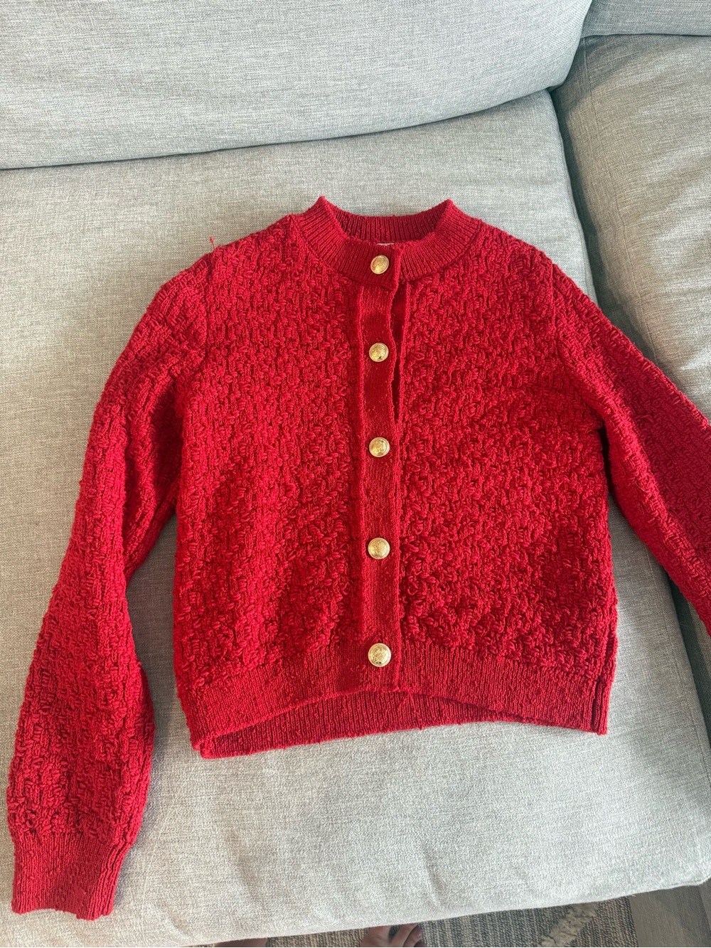 H&M Red Textured Button-Front Cardigan - Picture 2 of 4